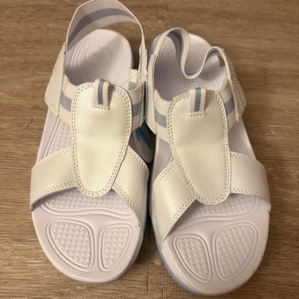 Easy Spirit Heel Riser Women's Sandal Size 7M White/Lt.Blue Heel Strap NWT